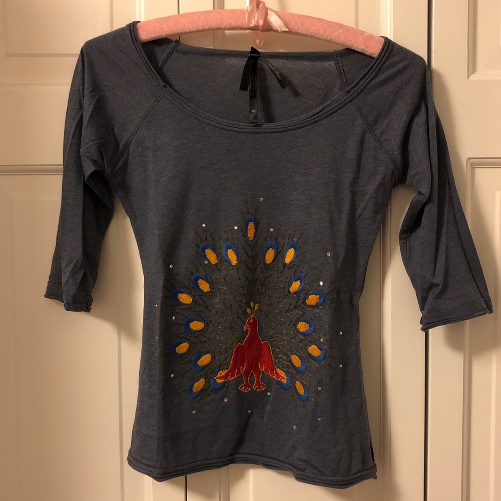 Embroidered Peacock T-shirt
